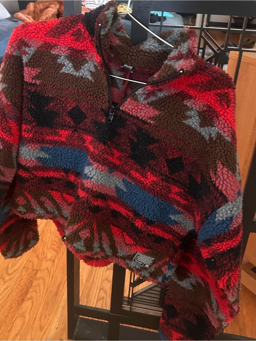 BOG brand Multi-Color Sherpa Quarter-Zip Pullover Sweater